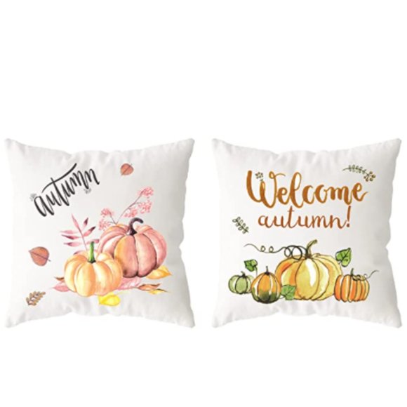 NWT Welcome Autumn Fall Decor Harvest Pillows Set - Picture 1 of 3